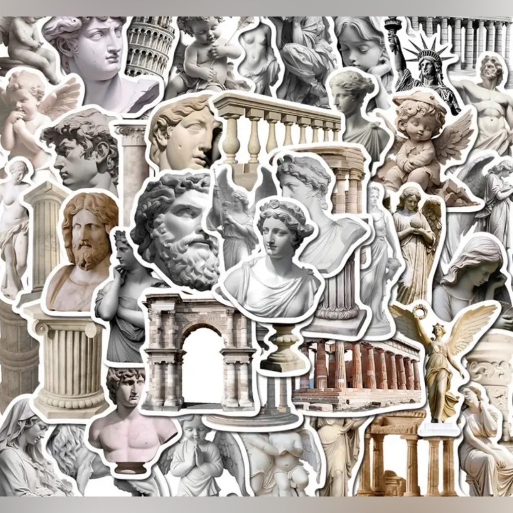 (3 for $20)50pcs Art Sculpture Waterproof Stickers